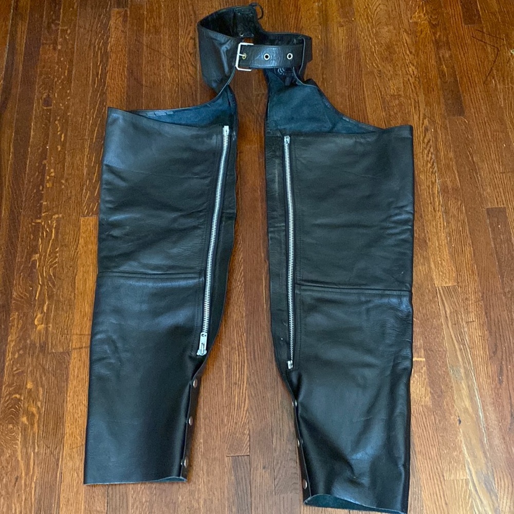 Leather Pro Force Motorcycle Riding Biker Chaps Pants US S